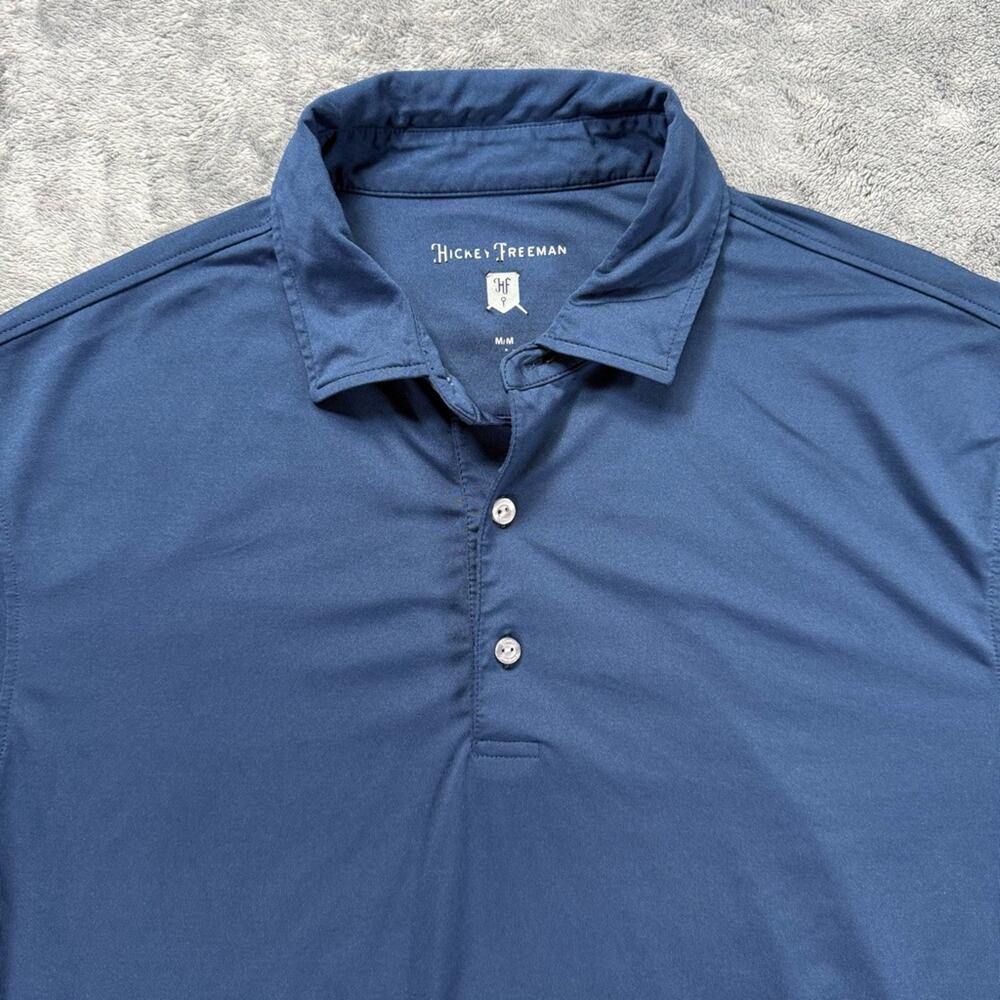Hickey Freeman Men's Performance Polo Shirt Solid Navy Basic Career Wear Casual